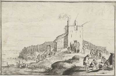 Klein fort aan een rivier door Robert van den Hoecke