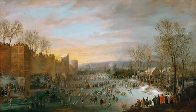 Schaatsen op de Stadtgraben in Brussel door Robert van den Hoecke