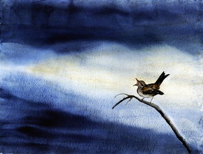 Zingende vogel, donkere hemel door RodMacIver