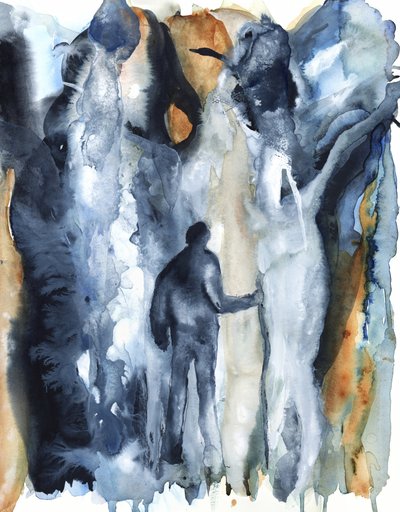 Eenzaam blauw abstract landschap door RodMacIver