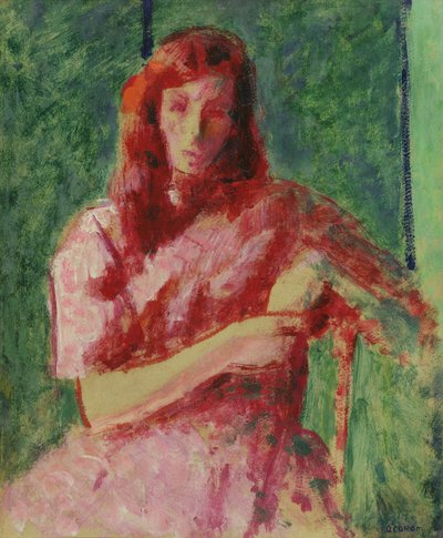 Een verdrietig jong meisje (De Rode Dame) door Roderic OConor