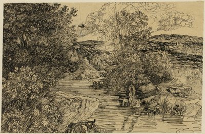 Badgasten in een beek door Rodolphe Bresdin