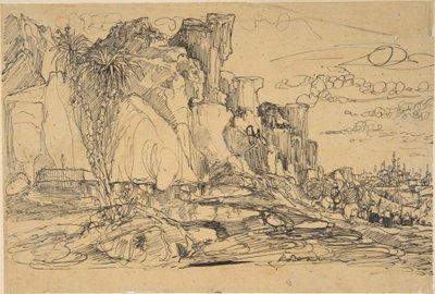 Kaukasisch landschap door Rodolphe Bresdin
