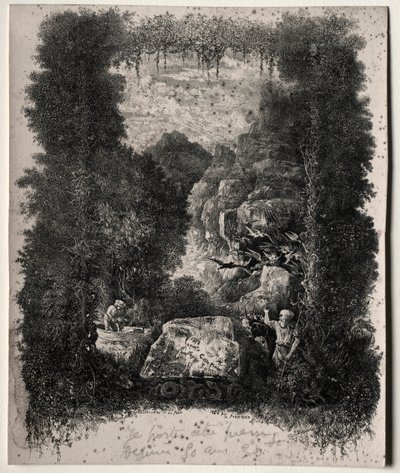 Eerste Frontispice voor Fabels en Sprookjes door Thierry-Faletans, 1868 door Rodolphe Bresdin