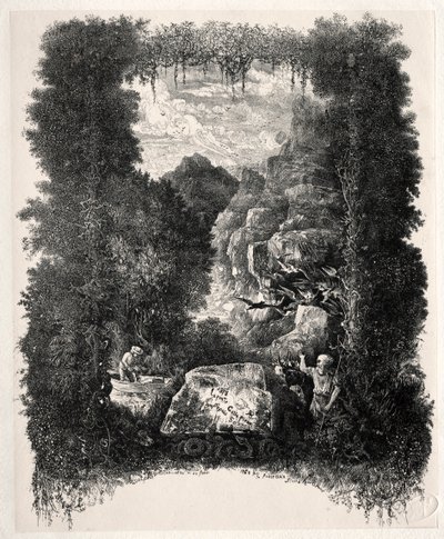 Eerste frontispice voor Fabels en Sprookjes door Thierry-Faletans, 1868 door Rodolphe Bresdin