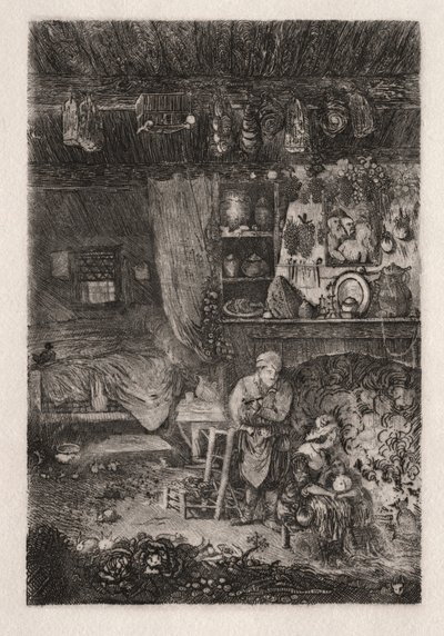 Vlaams interieur, 1856-66 door Rodolphe Bresdin