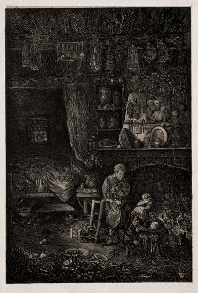 Vlaams Interieur, 1856 door Rodolphe Bresdin