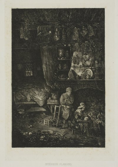 Vlaams interieur, uit Revue Fantaisiste door Rodolphe Bresdin