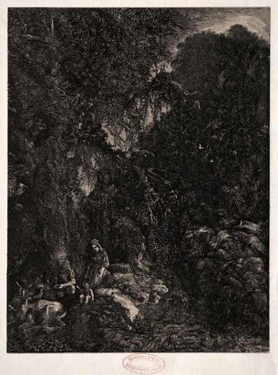 Heilige Familie met Hert, 1871 door Rodolphe Bresdin