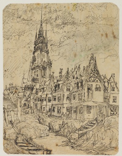 Maritiem dorp door Rodolphe Bresdin