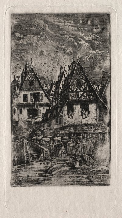 Marktplaats met parasols, 1866 door Rodolphe Bresdin