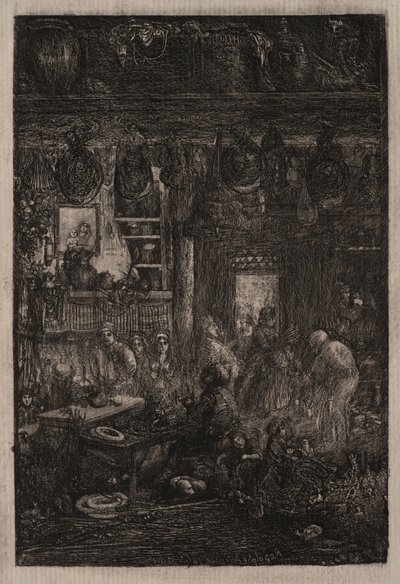 Moldavisch Interieur, 1865 door Rodolphe Bresdin