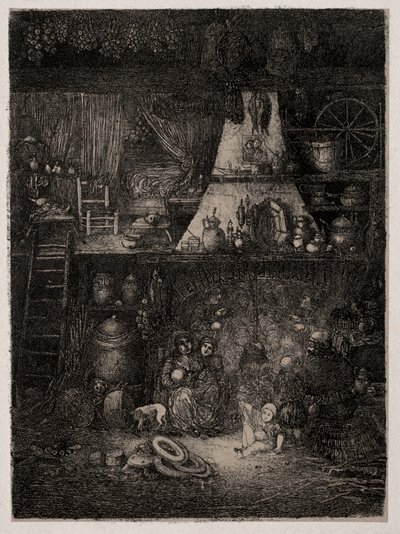 Boereninterieur in de Haute-Garonne door Rodolphe Bresdin