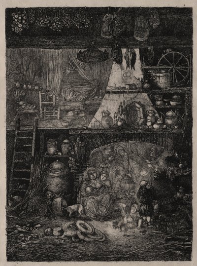 Boereninterieur in de Haute-Garonne door Rodolphe Bresdin