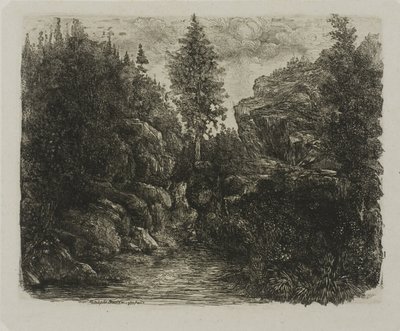 Rotsachtig Landschap door Rodolphe Bresdin