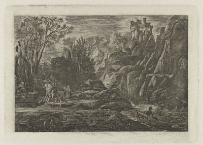 Ruiter en dood in het landschap door Rodolphe Bresdin