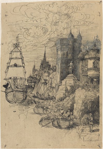 Zeegezicht door Rodolphe Bresdin