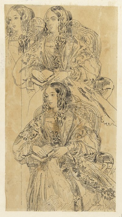 Studieblad met zittende dame door Rodolphe Bresdin
