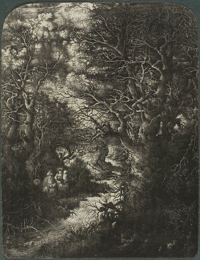De Heilige Familie Rustend aan een Stroom door Rodolphe Bresdin
