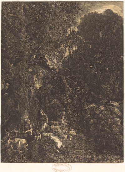 De Heilige Familie met de Herten door Rodolphe Bresdin