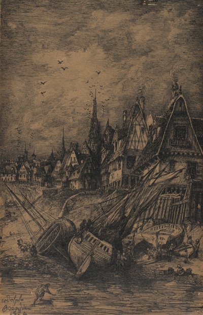 Aangespoelde Schepen, 1864 door Rodolphe Bresdin