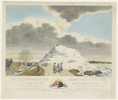 Kruiend ijs te Ochten, 1789 door Roeland van Eynden