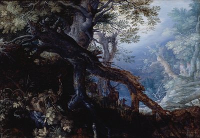 Bos met herten, ca.1608-10 (olieverf op paneel) door Roelandt Jacobsz. Savery
