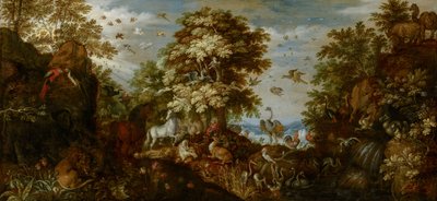 Orpheus die de dieren betovert met zijn muziek, 1627 door Roelandt Jacobsz. Savery