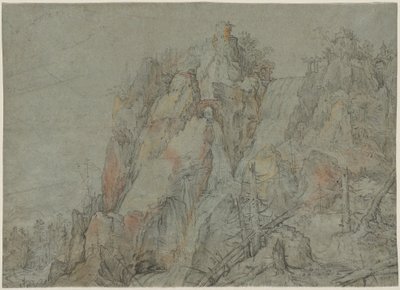 Bergachtig Landschap met Kastelen en Watervallen door Roelandt Savery