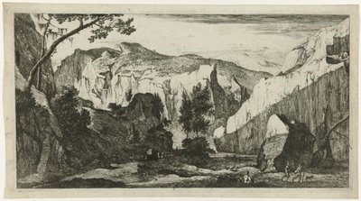 Berglandschap met rotsen (Tiroolse landschappen) door Roelant Roghman