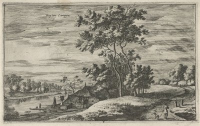 Gezicht op de IJssel bij Kampen Buyten Campen (titel op object) Landschappen in de Noordelijke Nederlanden (Roelant Roghman) (serie titel) door Roelant Roghman