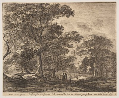 Plaat 1, uit Zes vergezichten in het Haagse bos (Verscheÿde Ghesichten) door Roelant Roghman