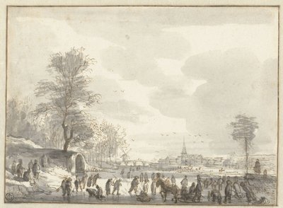 Winterscène met schaatsers door Roelant Roghman