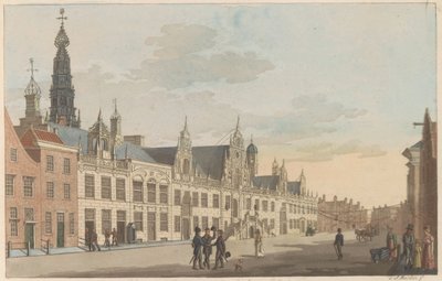 Breestraat te Leiden, ca. 1825 door Roelof van der Meulen