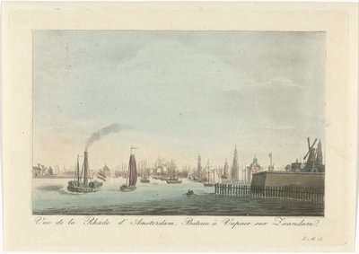 Gezicht op de haven van Amsterdam door Roelof van der Meulen
