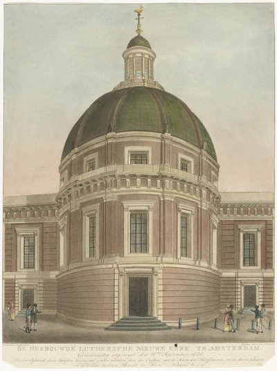 Herbouwde Nieuwe Lutherse kerk te Amsterdam door Roelof van der Meulen