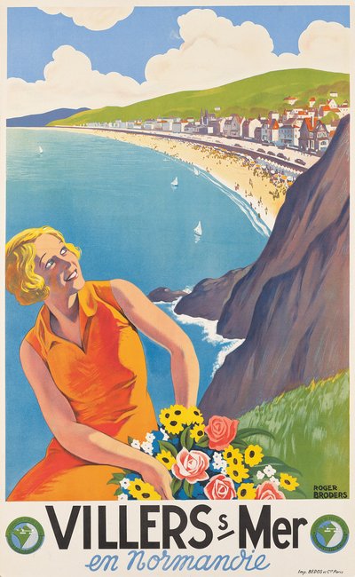Reclameposter voor Villers-sur-Mer, ca. 1930 (kleurenlitho) door Roger Broders