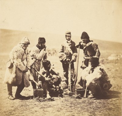 Capt. Pechell  Mannen van het 77e Regiment - Winterkleding. door Roger Fenton