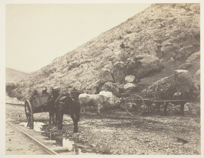 Vee en karren, vertrek uit Balaklava door Roger Fenton