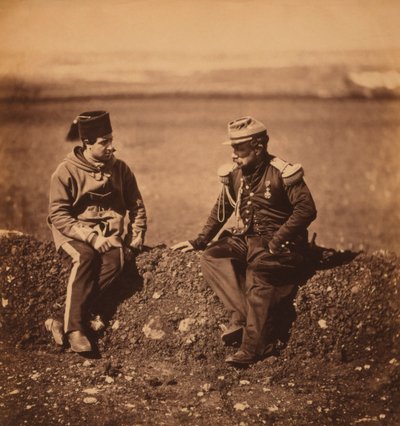 Franse Generaal Cisse, Stafchef van Generaal Pierre Bosquet, en Adjudant, Portret tijdens Krimoorlog, Krim, Oekraïne door Roger Fenton