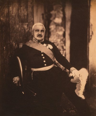 Franse Maarschalk Aimable-Jean-Jacques Pelissier, Zittend Portret in Uniform, Krimoorlog, Krim, Oekraïne door Roger Fenton