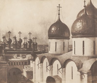Moskou, koepels van kerken in het Kremlin door Roger Fenton