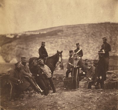 Officieren en manschappen van de 8e Huzaren. door Roger Fenton
