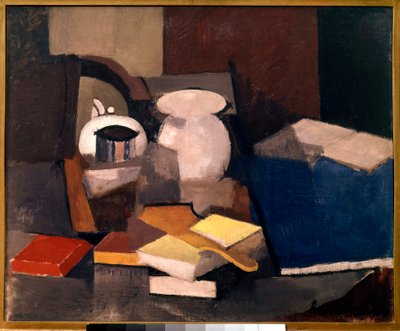 Stilleven met boeken en kaarten door Roger de La Fresnaye