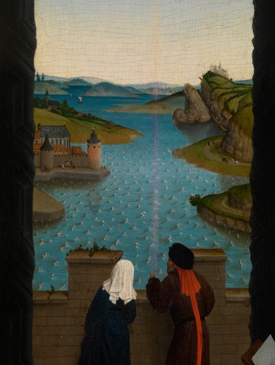 Sint Lucas tekent het portret van de Maagd (detail) door Rogier van der (after) Weyden