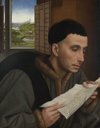 Een Man die Leest (Sint Ivo?), ca. 1450 door Rogier van der (workshop of) Weyden