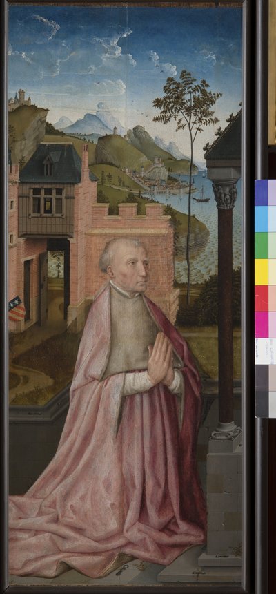 Een toegewijde in gebed door Rogier van der (workshop of) Weyden