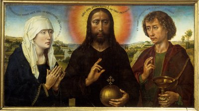 Christus Verlosser tussen de Maagd en Sint Jan de Evangelist, het zogenaamde Braque-drieluik. Schilderij door Rogier (Roger) Van Der Weyden (1400 - 1464) door Rogier van der Weyden