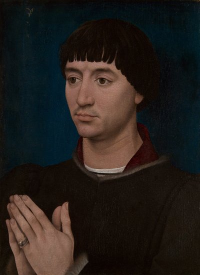 Portret van Jean Gros (recto); Wapenschild van Jean Gros (verso) door Rogier van der Weyden