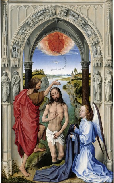 De doop van Christus Het altaar van St. Jan, middenpaneel, ca. 1455 door Rogier van der Weyden